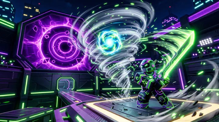 Blade Ball Gale's Edge v7.0 — wind gust ability and quantum void in action