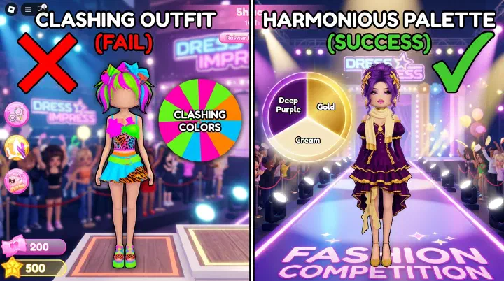 Dress to Impress color wheel and palette matching visualization