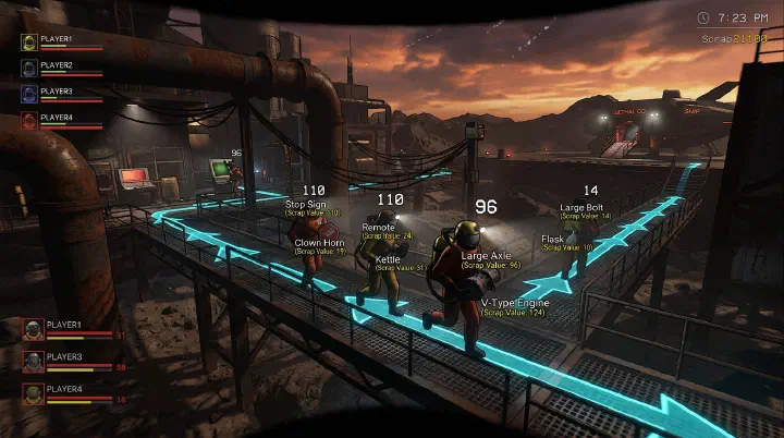 Lethal Company players efficiently collecting scrap along an optimized route