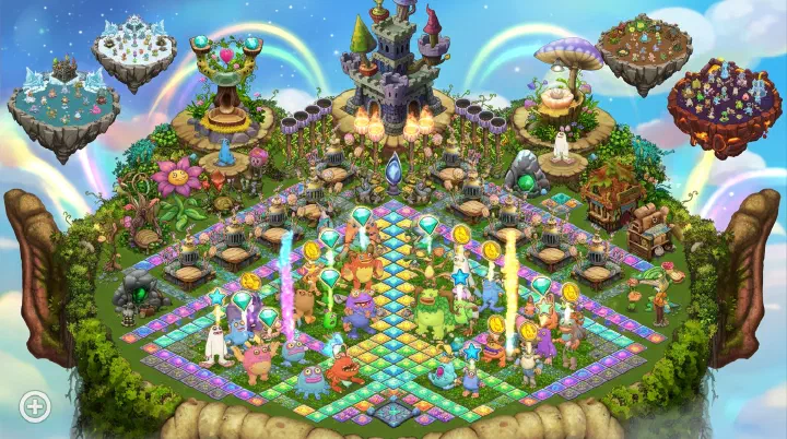My Singing Monsters island with diamond and coin farming layout