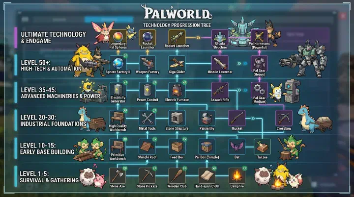 Palworld Technology & Progression Guide: Level 1 to 50 Roadmap (2026)