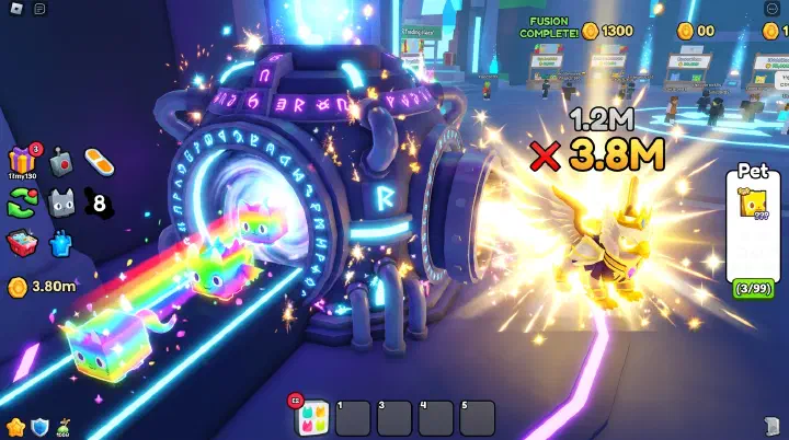Pet Simulator 99 fusion machine combining pets with energy effects