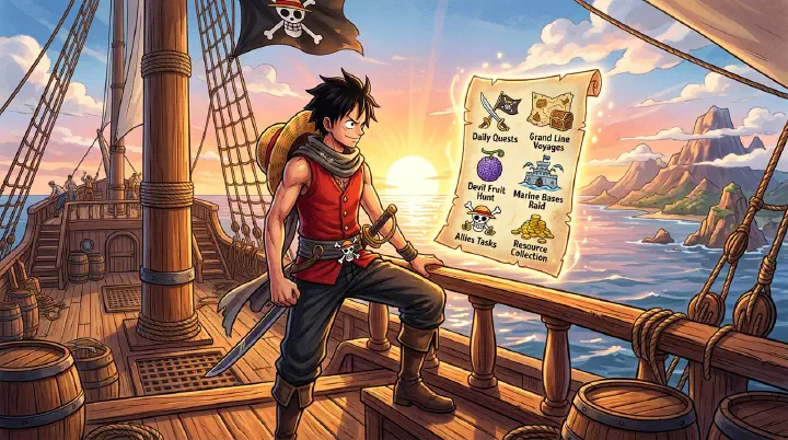 Sailor Piece endgame player managing daily routine on the open sea
