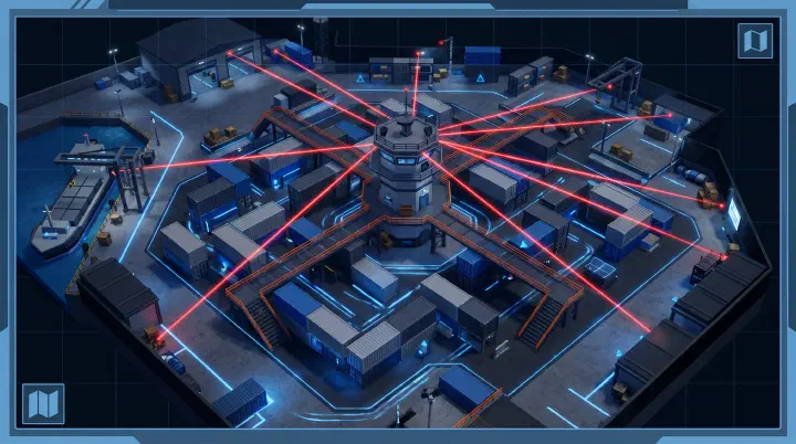 SNIPE map overview showing cargo containers and tactical positions