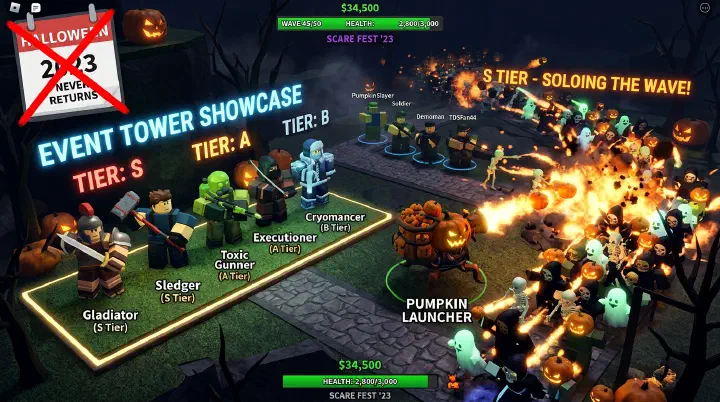 TDS event towers lineup with tier rankings and availability indicators